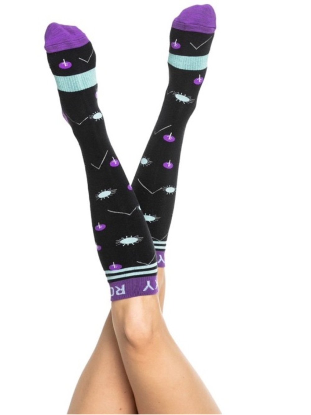 Roxy Misty Black & Purple Snowboard Socks